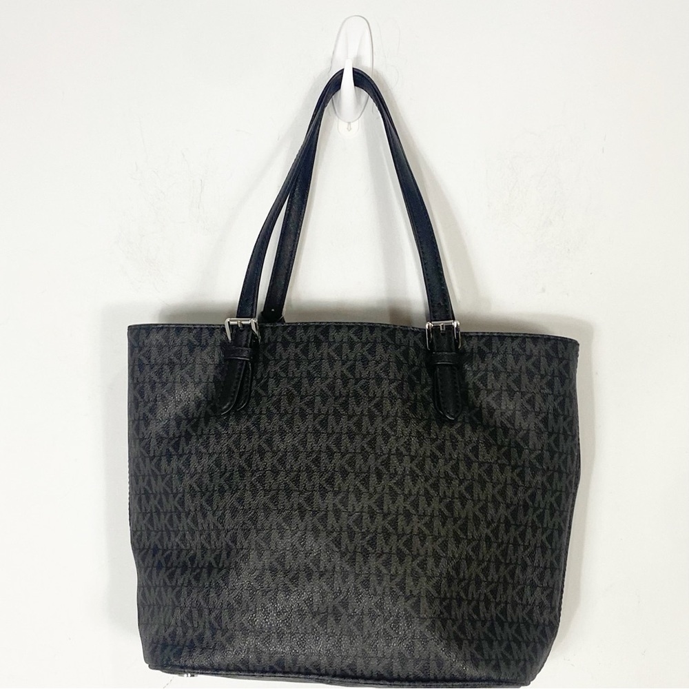 MICHAEL KORS Jet Set Medium Logo Pocket Tote Bag Black - Picture 7 of 16
